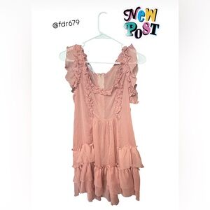 Ruffled Shear Pink Zip Dress